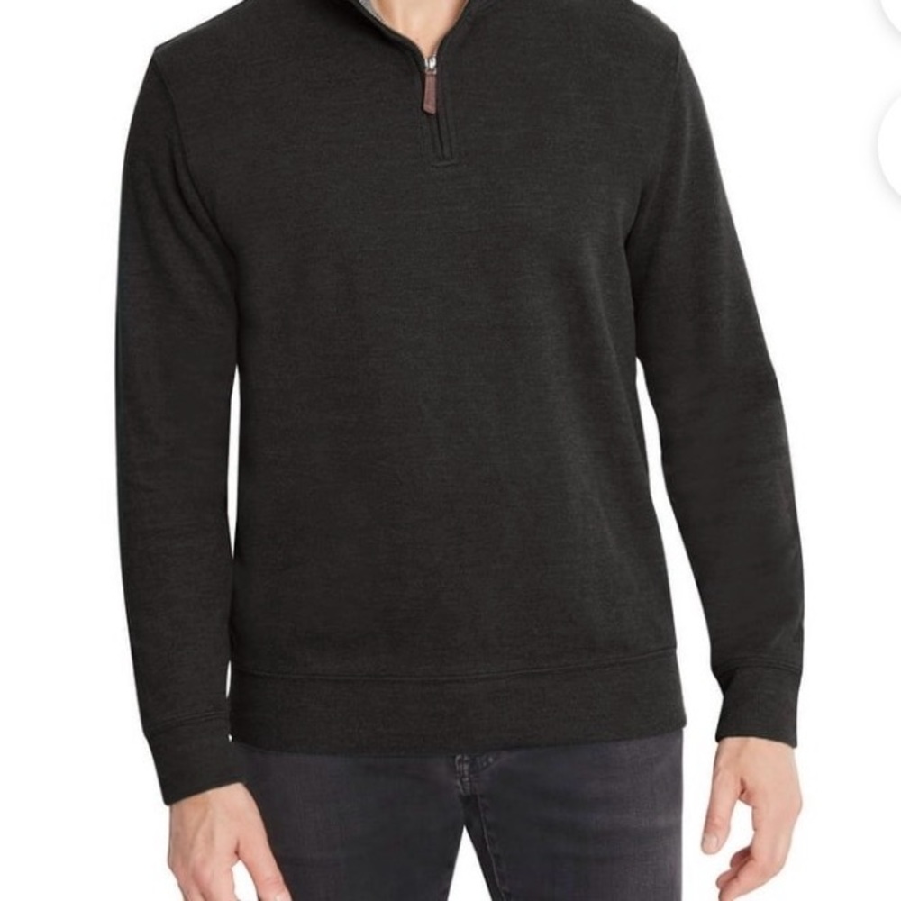Lands' End Men's Dark Gray Quarter Zip Sweater
